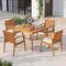2 Pieces Outdoor Acacia Wood Armchairs with Comfortable Removable Cushions and Slatted Back